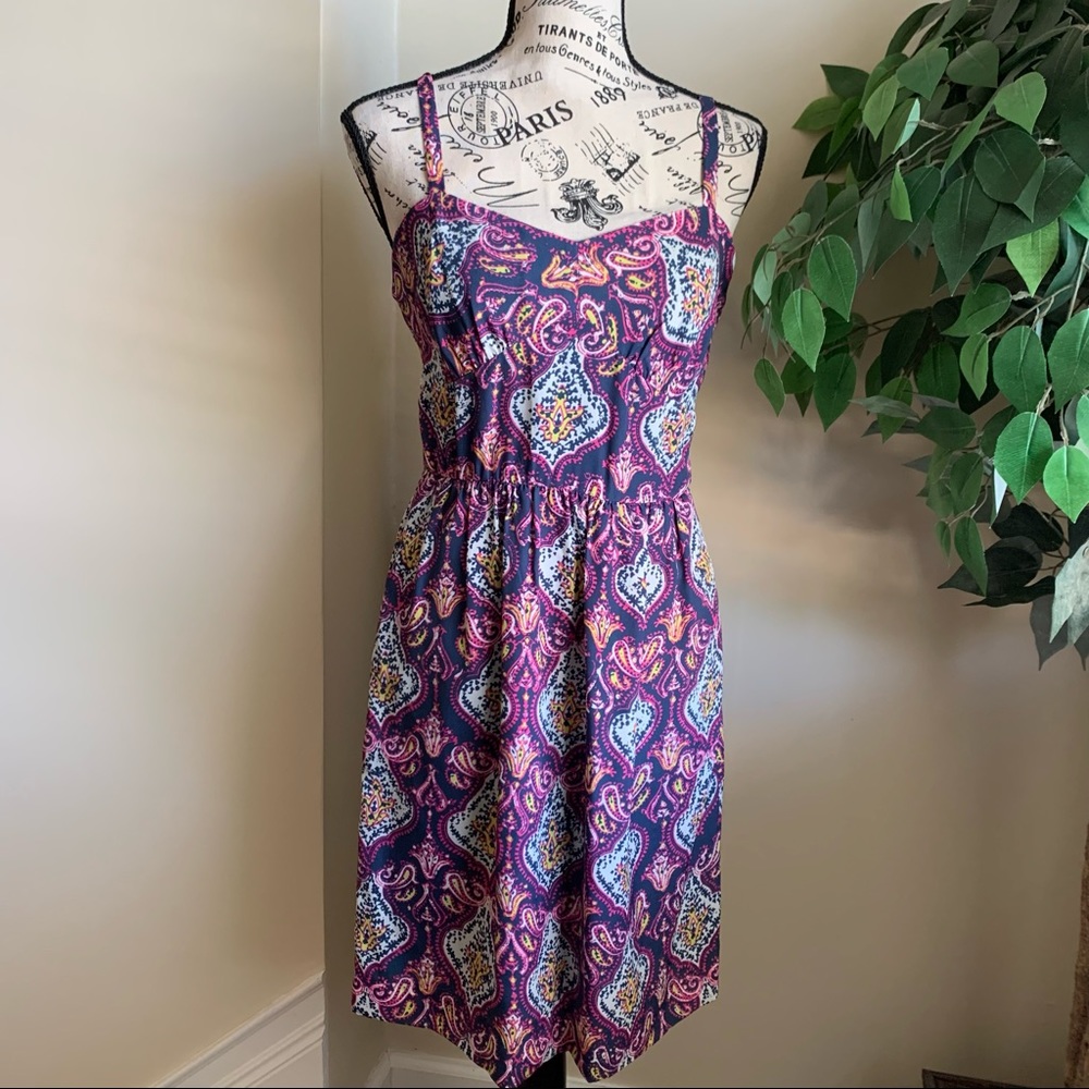 J. Crew Factory Medallion Paisley Sun Dress Pink Sz 6